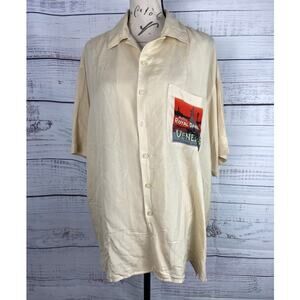 Maxwell & Co Button Down Silk Shirt Mens M Chest Pocket Hotel Danieli Venezia